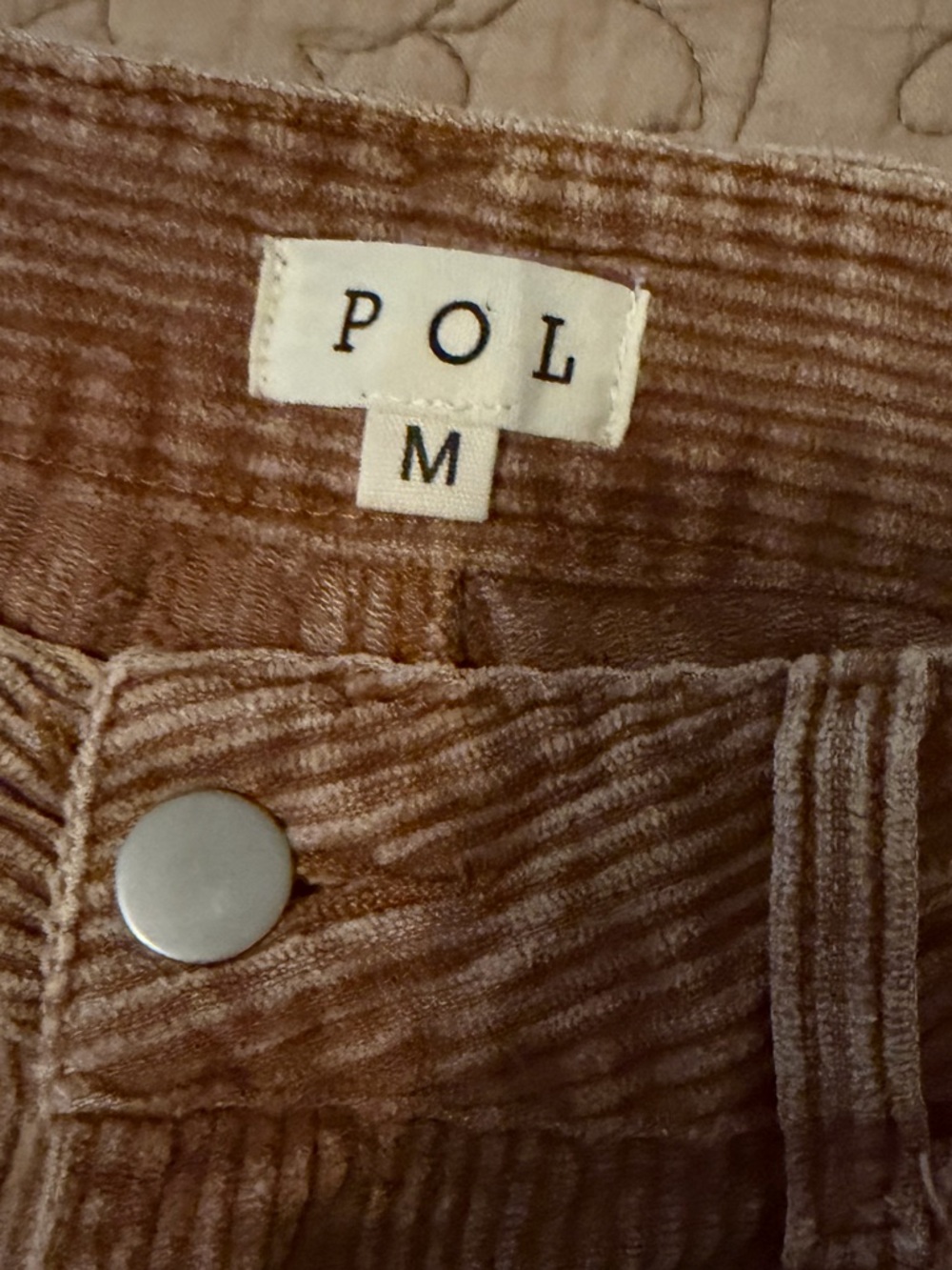 POL Rusty Caramel Wide Wale Corduroy Pants Distressed Seam Detail, Size M - Picture 10 of 15